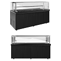 Black Commercial Retail Showcase With Glass Display And Ribbed Base Shelving