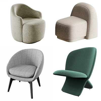 Stylish Modern Single Seater Sofas With Various Colors Curved Arms And Black Wooden Legs 3d model