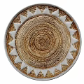 Woven Circular Wall Decor Set of Three with Geometric Trim and Natural Rattan Texture