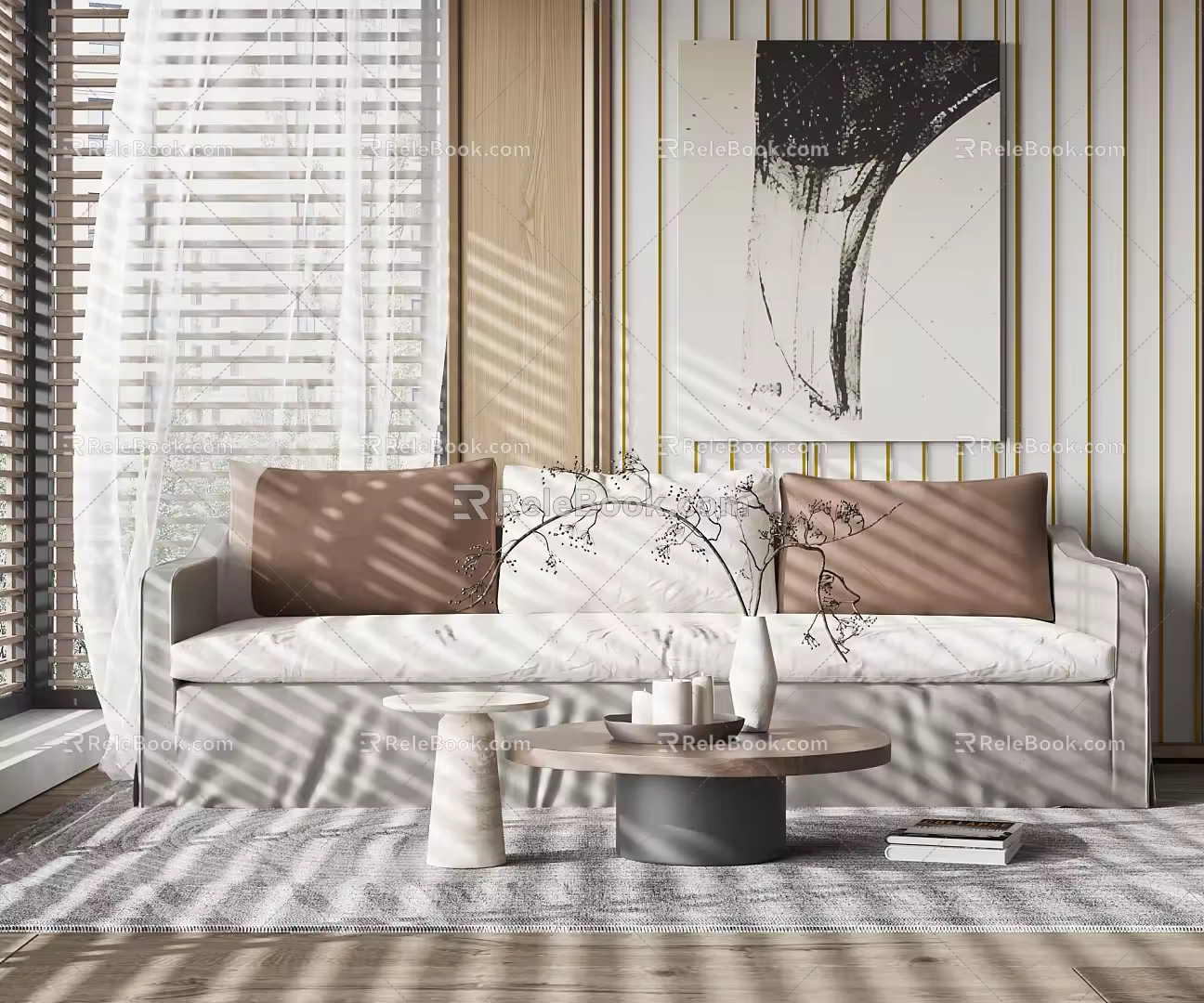 Modern sofa coffee table combination 3d model