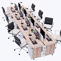 Modern Office Workspace With Multiple Desks Ergonomic Chairs And Computer Monitors 3d model
