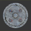 Frozen Landscape With Icy Circular Platform Brick Pillars And Blue Spiral