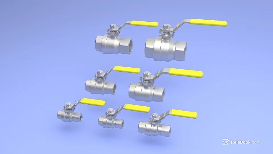 Durable Pipeline Ball Valves With Stainless Steel Body And Yellow Handles 3d model 
