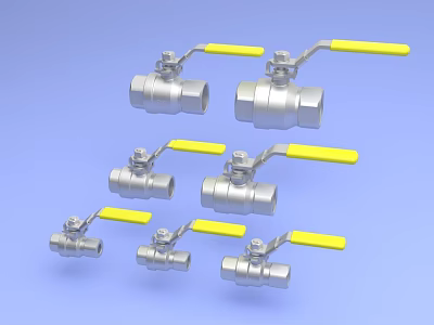 Durable Pipeline Ball Valves With Stainless Steel Body And Yellow Handles 3d model