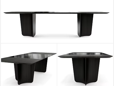 Modern Black Dining Table With Unique Leg Design And Sleek Smooth Surface 3d model