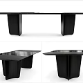 Modern Black Dining Table With Unique Leg Design And Sleek Smooth Surface