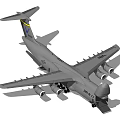 USAF Military Transport Aircraft With Gray Exterior Large Wing And Landing Gear