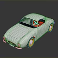 White Retro Sports Car With Streamlined Design Red Interior And Shiny Wheels