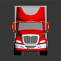 Red Semi Truck With White Cargo Trailer On Reflective Surface 3d model