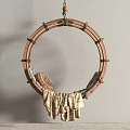 Natural Wooden Round Hanging Chair with Rattan Design for Indoor Living Space