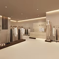 Stylish Modern Clothing Store Interior With Hanging Clothes Mannequins Sofa And Checkered Carpet