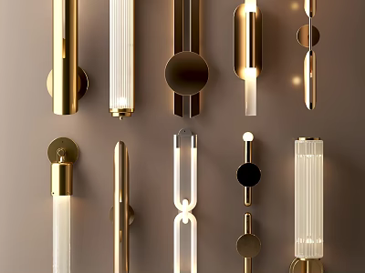 Modern Contemporary Wall Lamps With Brass Metal And Glass Decorative Designs 3d model