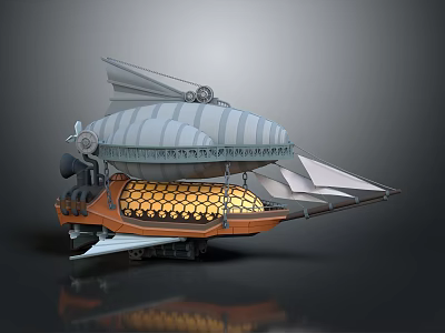 Cosmic Aerospace Spaceship Design With Balloon Like Upper Structure And Yellow Honeycomb Section 3d model