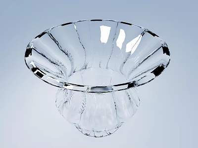 Clear Glass Vase With Flared Rim And Cut Patterns For Floral Arrangements 3d model
