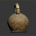 Traditional Clay Pottery Jar With Decorative Handle And Intricate Carved Patterns