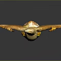 Golden Eagle Headed Scepter Sculpture With Intricate Patterned Design And Ornate Details