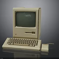 Vintage Computer System With CRT Monitor Keyboard Floppy Drive And Mouse