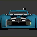 Blue Sports Car Streamlined Design With Black Stripes Shiny Wheels And Reflective Surface