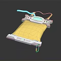 Yellow Medical Care Pad With Blue Light Indicator And White Frame Structure