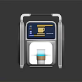 Modern Coffee Maker With Display Screen Yellow Cup Icon Blue Light And White Gray Design