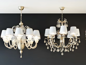 European chandelier fashion simple metal crystal chandelier combination 3d model