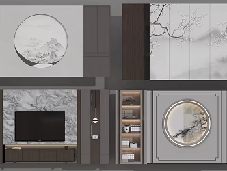 Modern home decoration background wall decoration cabinet background wall TV background wall living room background wall dining room background wall tea room background wall 3d model