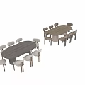 Modern Table And Chairs Set With Oval Top And Minimalist Beige Chairs For Dining Area
