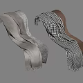 Soft Scarves With Gray Brown And Black White Checker Patterns And Fringes