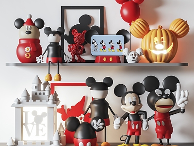 Modern Mickey Doll Combination Mickey Children's Toy Disney Toy Decoration Cartoon Trendy Play Hand-made Decoration Ornaments 3d model