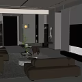 Modern Living Room Interior Design With Grey Sofa Rug TV Wall And Green Plants