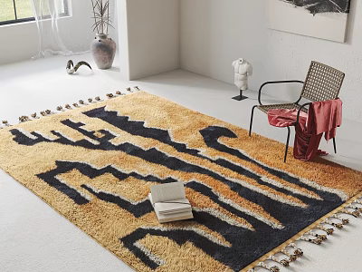 Square Rug With Geometric Patterns In Living Space 3d model