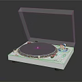 Modern White Turntable Audio System With Transparent Cover Black Platter And Clear Reflection 3d model
