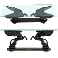 Elegant Coffee Table With Glass Top And Black Pegasus Base Design