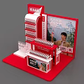 Tobacco And Alcohol Store With Red Display Stand Bottled Water Advertising Board And Character
