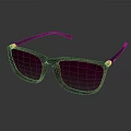 Stylish Jewelry Sunglasses With Dark Blue Frame Pink Gradient Lenses And Gold Accents