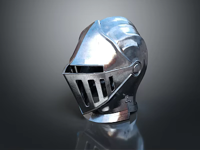 Shiny Metallic Medieval Knight Helmet With Decorative Visor And Intricate Design Details 3d model