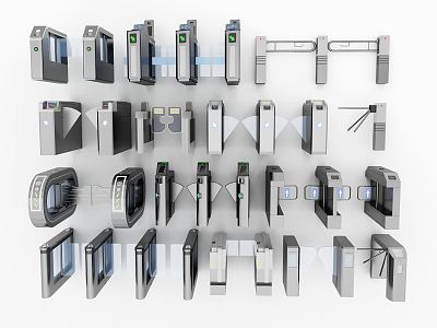 Modern gate machine, door control machine, induction door, electric door, telescopic door, pedestrian passage gate machine, ticket gate machine, security gate 3d model