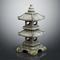 Traditional Japanese Stone Lantern Outdoor Light With Multi Layer Structure And Garden Decoration