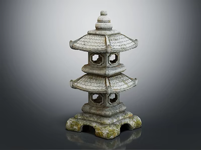 New Chinese Lawn Lamp Pagoda Lantern Garden Statue 3d model