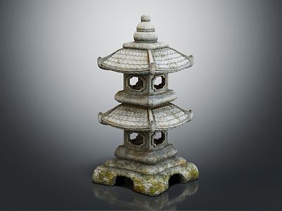 New Chinese Lawn Lamp Pagoda Lantern Garden Statue 3d model