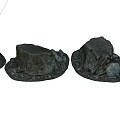Stone Wood Decorative Ornaments With Natural Texture Round Base Set of Four