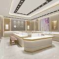 Luxurious Modern Jewelry Store Interior With Illuminated Display Counters And Marble Floors