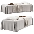 Medical Equipment Physiotherapy Treatment Bed with Gray Sheets Towels Pillow and Tray for Rehabilitation