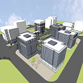 Modern Office Building with Glass Curtain Walls on Urban Street White Sports Car and Trees