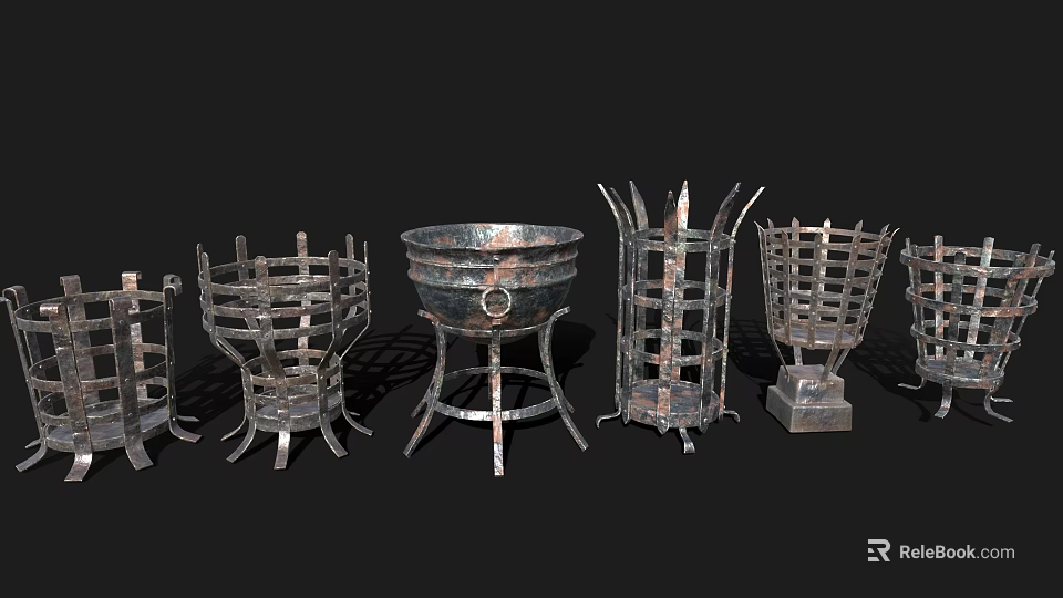 Ancient Bronze Vessels with Multiple Different Shapes and Standing Bases 3d model 