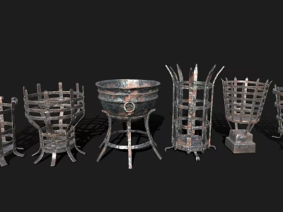 Ancient Bronze Vessels with Multiple Different Shapes and Standing Bases 3d model