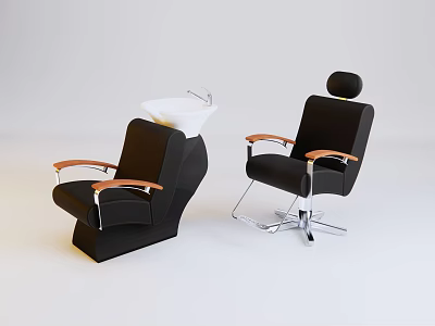 Modern Black Massage Chair With Orange Armrests And Metal Base Design 3d model