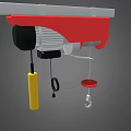 Red And White Electric Hoist With Motor Hook Remote Control And Cable