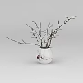 Tech Exhibition Hall Display With White Vase And Red Spotted Branches
