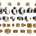 Metal pipe threaded components metal hardware joint elbow pipe parts 3d model